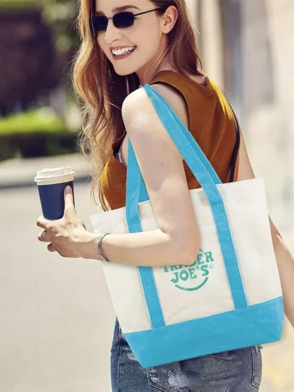 Trader Joe's Mini Pastel Canvas
Tote Bag Blue